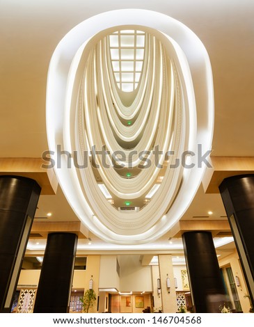ALANYA, TURKEY - JULY 14: Interior of the hotel Vikingen Quality Resort. Hotel has 450 rooms and 13,000 square meters area on July 14, 2013 in Alanya, Turkey