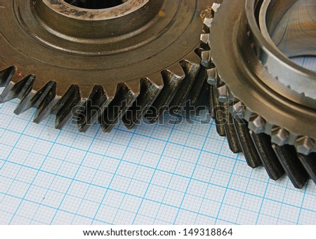 Two gears on graph paper