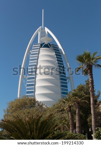 DUBAI, UAE-NOVEMBER 7: A general view of the world\'s first seven stars luxury hotel Burj Al Arab \