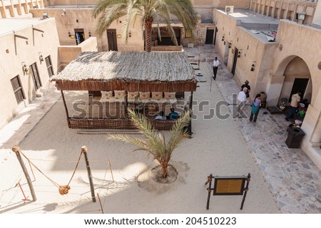 DUBAI, UAE-NOVEMBER 9: Ancient Islamic School, Heritage Village on November 9, 2013. It is the largest historical museum in Dubai.