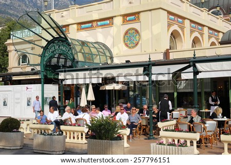 MONTE CARLO, MONACO - NOVEMBER 2, 2014: Famous Cafe de Paris near the Grand Casino