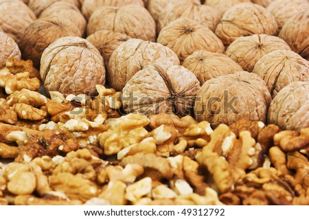 pile of walnuts nuts  broken