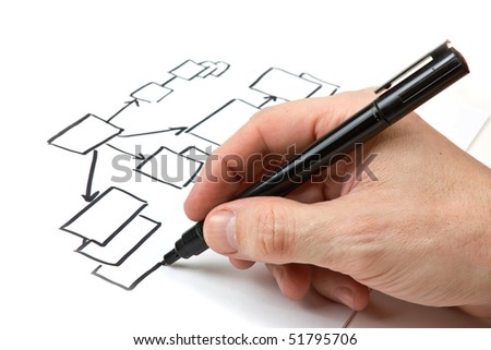 Hand drawing  block diagram  isolated on a white background