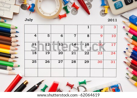 Calendar Monthly 2011 on Monthly Calendar July 2011  Series Stock Photo 62064619