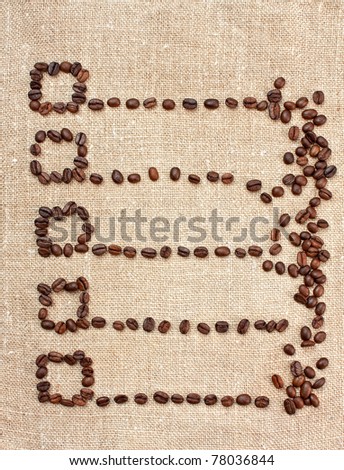 price list from coffee beans on the canvas
