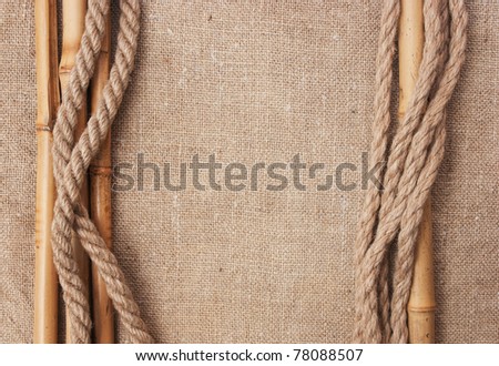 frame made of ropes and bamboo with a canvas of burlap