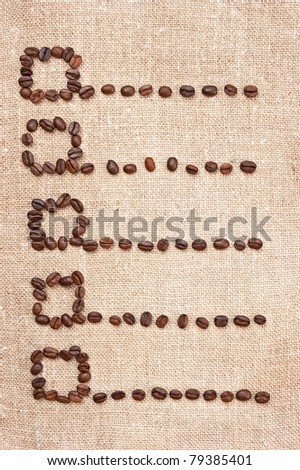 price list from coffee beans on the canvas