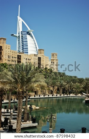 DUBAI, UNITED ARAB EMIRATES - OCTOBER 9: A general view of the world\'s first seven stars luxury hotel Burj Al Arab \