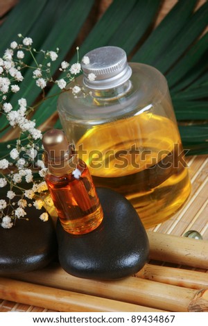 bottle of cosmetic oils, Spa