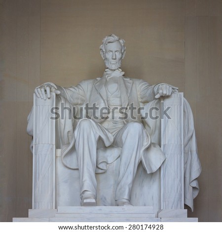 Statue of Abraham Lincoln at Lincoln memorial, May 2, 2015, Washington DC, USA