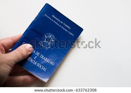 Brazilian document work and social security (Carteira de Trabalho e Previdencia Social) with white background