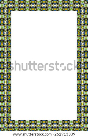 Colorful glass frame isolated on white background.