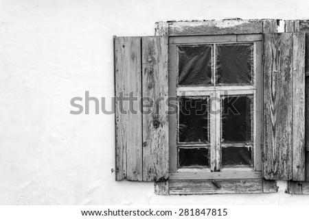 the window in an old country house. Copy space. Free space for text