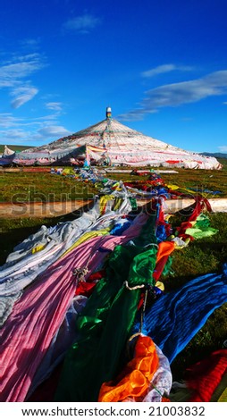 Buddhistic Flags in the Tibet Plateau