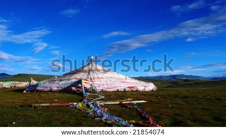 Buddhist Flags in the Tibet Plateau