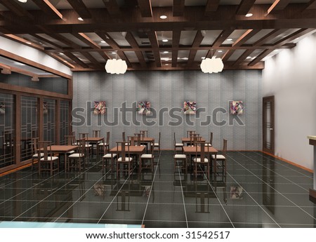 a chinese dining-hall in the hotel