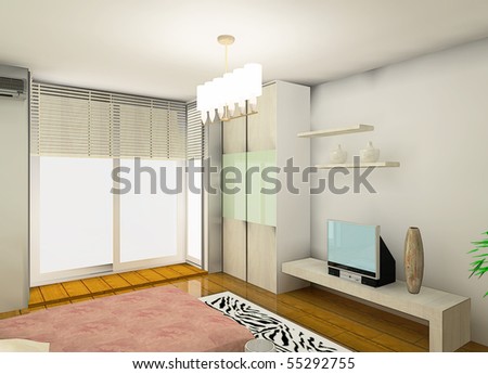Cozy Bedroom Design Proposal Stock Photo 55292755 : Shu