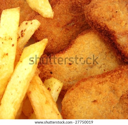 chicken nuggets and fries. Chicken+nuggets+and+chips+