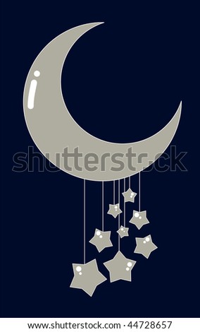 stock vector Moon and stars illustration Has a simple yet cute look Can