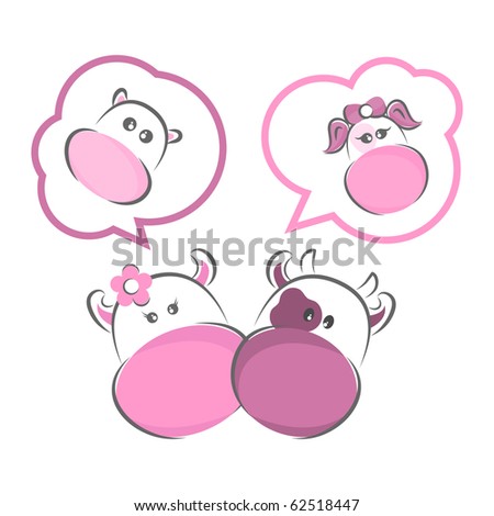 stock vector : Moxy Patty the cow mama wishes for a Baby Boy & daddy a