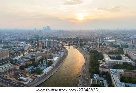 View of Moskva River during sunset, Moscow