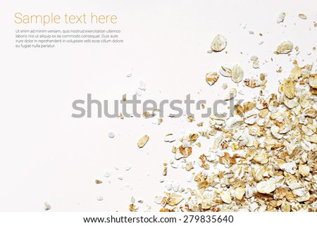 oat flakes on white background