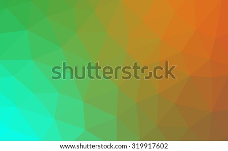 Orange green abstract geometric rumpled triangular low poly style illustration graphic background. Raster polygonal design for your business.