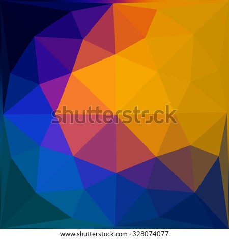 Multicolor blue red orange gradient geometric pattern. Triangles background. Polygonal raster abstract for your design. Cool background image for websites.