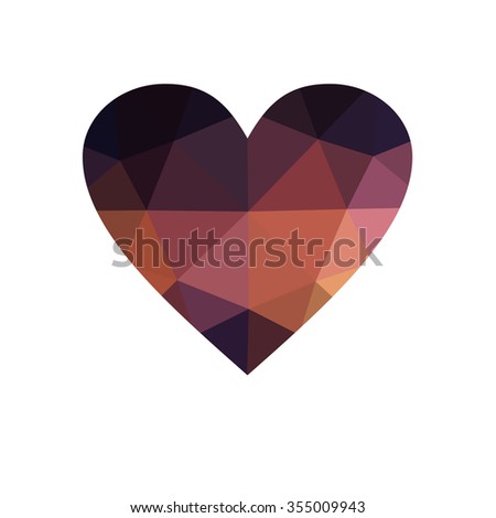 red heart isolated on white background. Geometric rumpled triangular low poly origami style gradient graphic illustration. Raster polygonal design for your business.