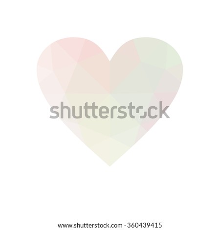 Pink heart isolated on white background. Geometric rumpled triangular low poly origami style gradient graphic illustration. Raster polygonal design for your business.