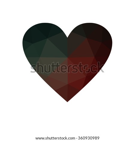Multicolor heart isolated on white background. Geometric rumpled triangular low poly origami style gradient graphic illustration. Raster polygonal design for your business.