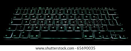 This is a computer keyboard with illuminated backlight.