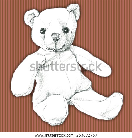Teddy Bear - hand pencil drawing of toy