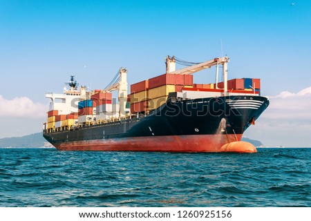 International Container Cargo ship in the ocean, freight transportation