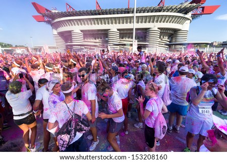 MILAN, ITALY - SEPTEMBER 07: 10.000 people at the first edition of The Color Run in Milan on September 07, 2013 in Milan, Italy.