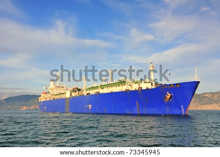 LNG, Liquefied Natural Gas tanker ship in mediterranean coast