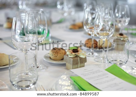 favor on Fancy table set for a wedding