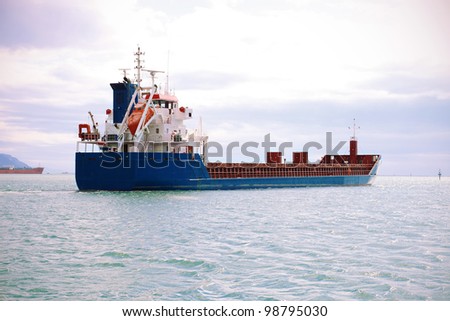 empty cargo container ship in ocean