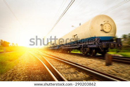 Tanks with gas being transported by rail