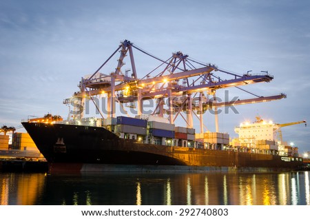 Trade Port and container loading in twilight