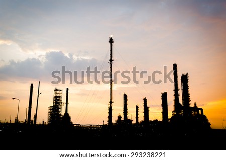 Oil Refinery factory in Silhouette ,  petrochemical plant , Petroleum