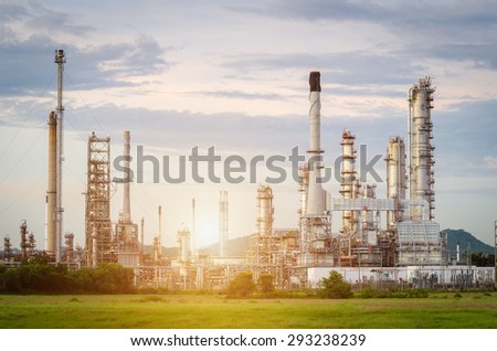 Oil Refinery factory in the morning ,  petrochemical plant , Petroleum