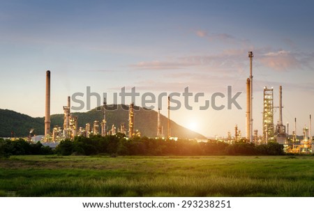 Oil Refinery factory at the morning ,  petrochemical plant , Petroleum
