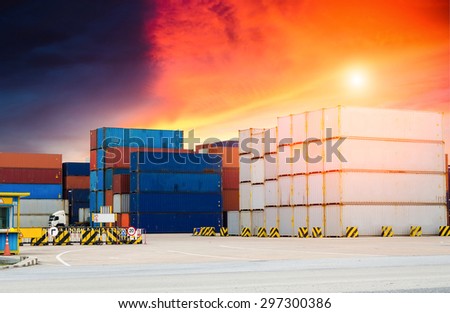 Containers in the port at morning time , Containers , shipping , Trade Port , Logistics