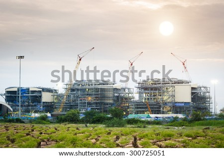 Construction Industry in dry Areas , Construction oil refinery , working site