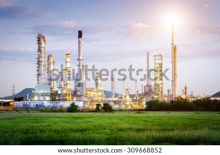 Oil Refinery factory at the morning , petrochemical plant , Petroleum , Chemical Industry