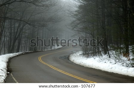 Fog Covered Windy Road