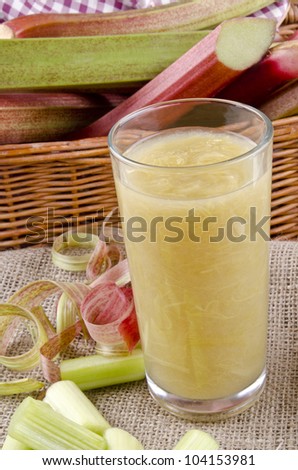 home made rhubarb juice in a glass