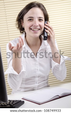 office employee during a telephone conversation