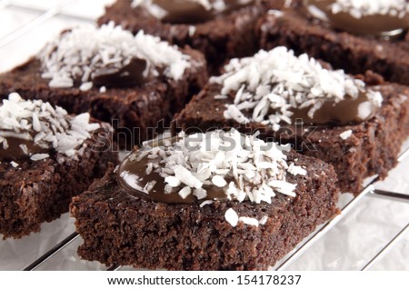 sweet brownie baked with coconut flakes